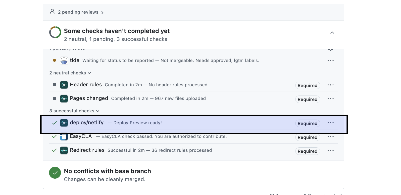 Netlify bot comment showing the Deploy Preview link